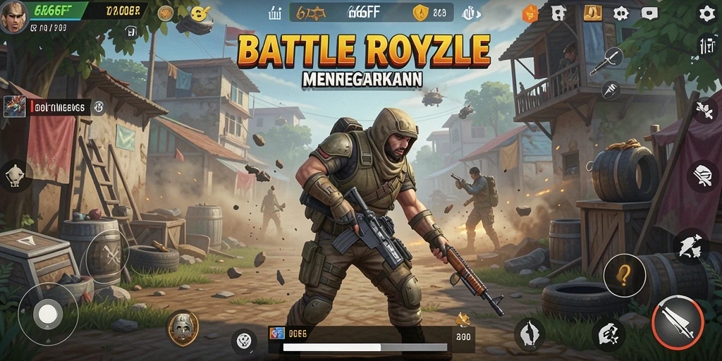 Tangkapan layar gameplay menegangkan dari 666FF Battle Royale.