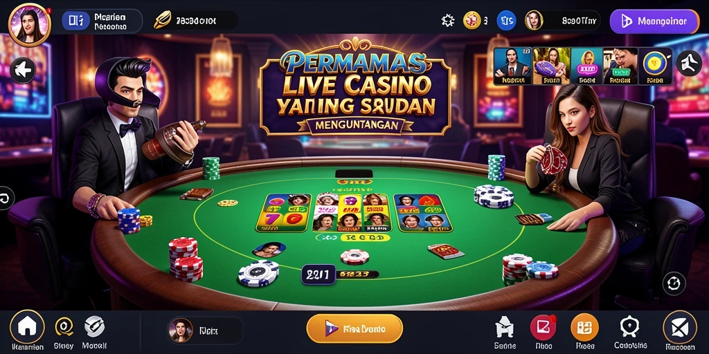 Screenshot menampilkan dealer profesional dalam permainan Live Casino.