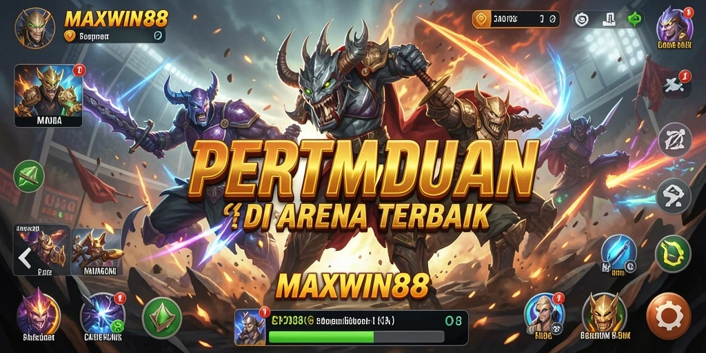 Screenshot gameplay menampilkan pertarungan mendebarkan di MAXWIN88.