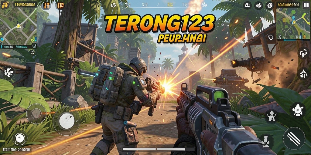 Screenshot utama menunjukkan aksi seru dalam gameplay TPS.