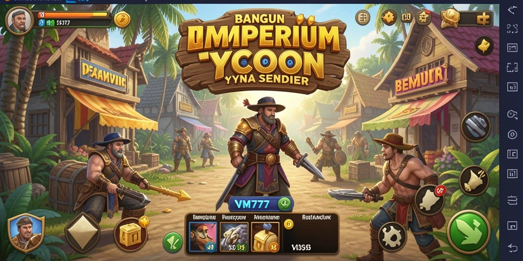 Tampilan gameplay VM777 yang menampilkan manajemen bisnis Tycoon.